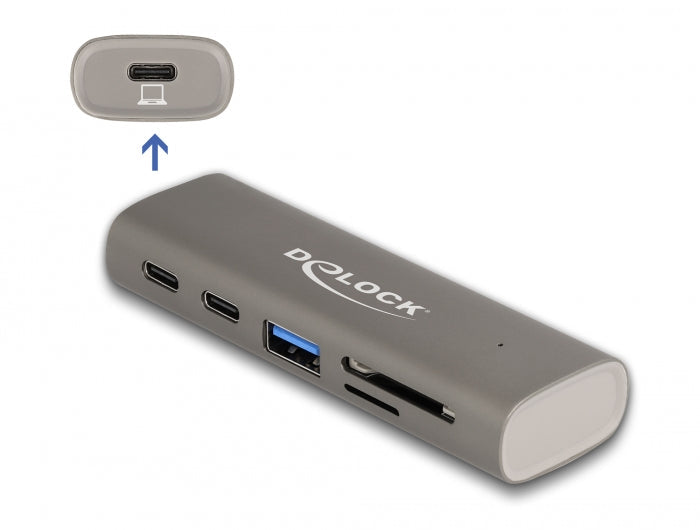 מפצל USB-C 10Gbps עם 3 יציאות USB-A/C + קורא כרטיסים - delock.israel