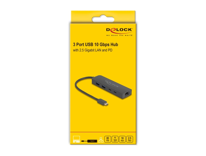 Delock 10 Gbps USB Hub with 2.5 Gigabit LAN port and PD 85 Watt - delock.israel