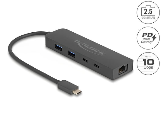 Delock 10 Gbps USB Hub with 2.5 Gigabit LAN port and PD 85 Watt - delock.israel