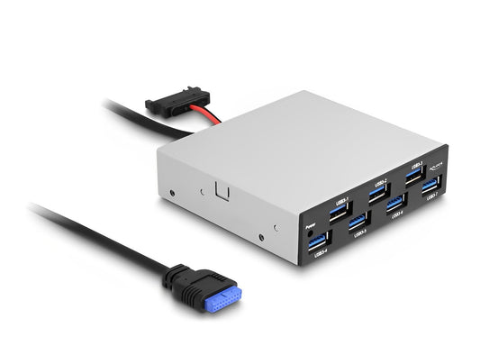 פאנל קדמי USB 5 Gbps 3.5″ למארז מחשב עם 7 יציאות USB-A - delock.israel