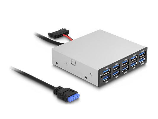 פאנל קדמי USB 5 Gbps 3.5″ למארז מחשב עם 10 יציאות USB-A - delock.israel