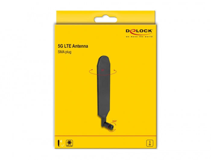 אנטנה כלל כיוונית 5G LTE 3 dBi מחבר SMA plug - delock.israel