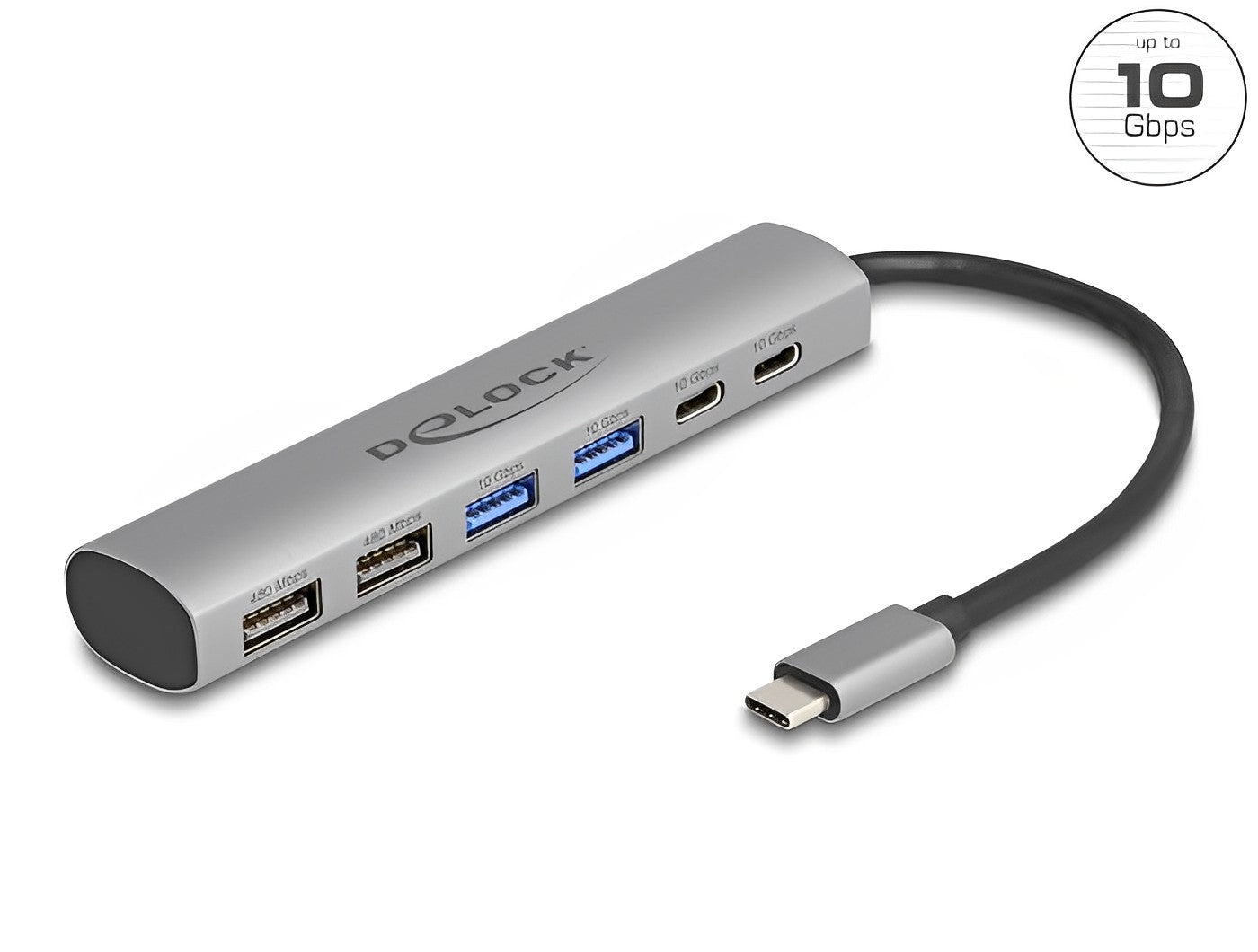 מפצל USB-C 10Gbps עם 6 יציאות USB-A/C - delock.israel