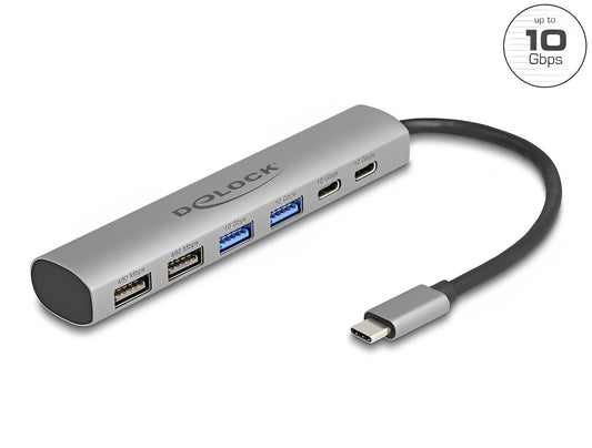 מפצל USB-C 10Gbps עם 6 יציאות USB-A/C - delock.israel
