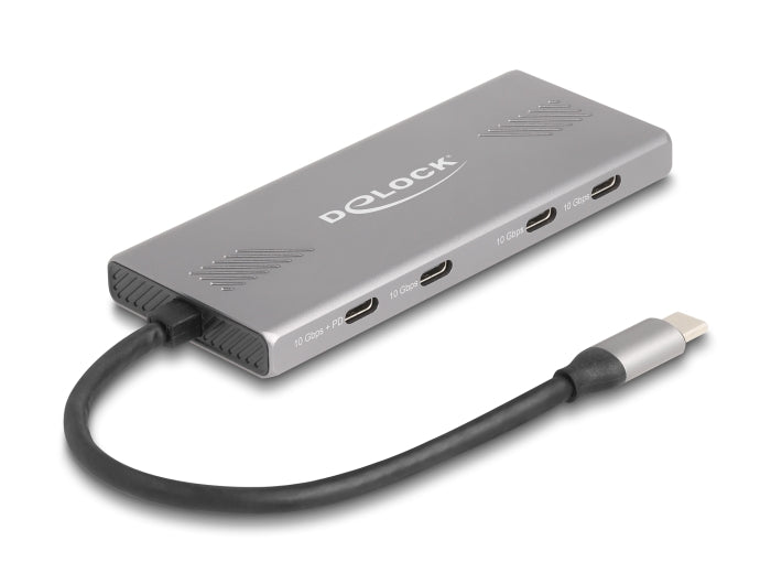 רכזת USB-C 10Gbps האיכותית מבית Delock גרמניה מיועדת לחיבור למחשב נייד או שולחני, ומרחיבה את אפשרויות החיבור עם 3 יציאות USB-A ו-4 יציאות USB-C