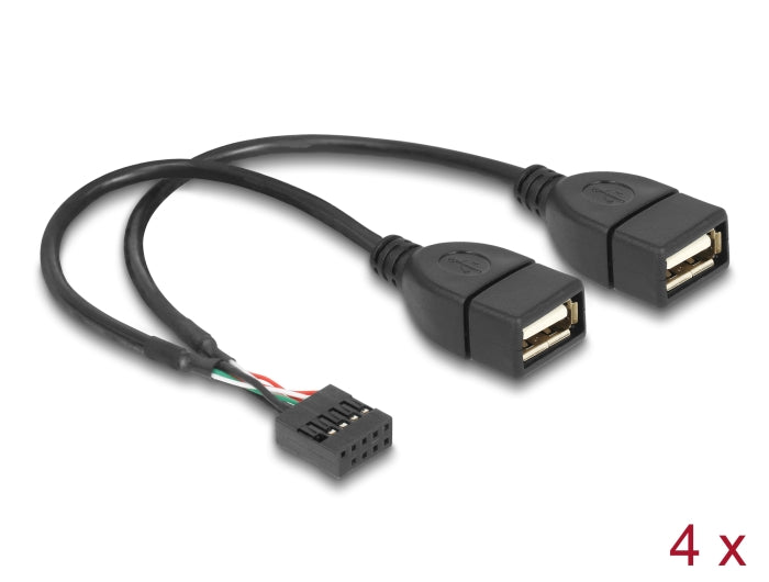 מפצל USB 2.0 מבית Delock גרמניה מתחבר למחבר USB פנימי בלוח האם ומספקת עד שמונה חיבורי USB 2.0 מסוג Type-A
