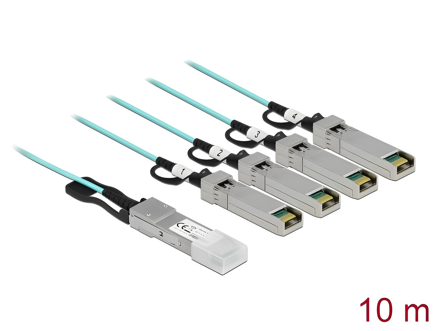 כבל אופטי אקטיבי +QSFP זכר ל- 4 חיבורים +SFP זכר - delock.israel