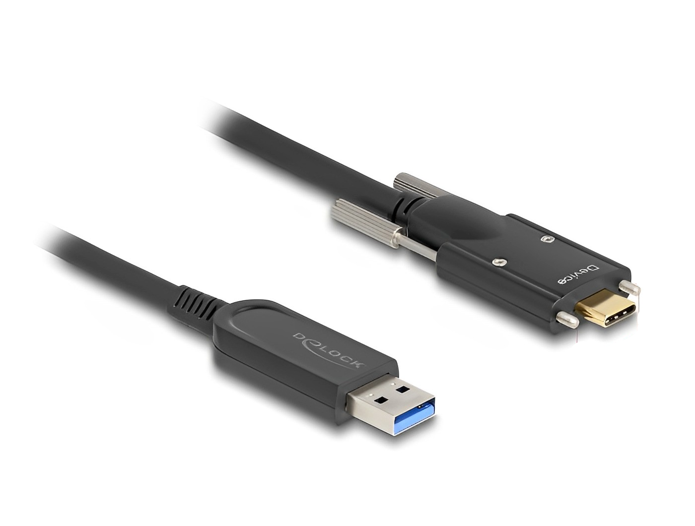 כבל USB 10Gbps אקטיבי על סיב אופטי תקע USB-A לתקע USB-C עם ברגים נעילה - delock.israel