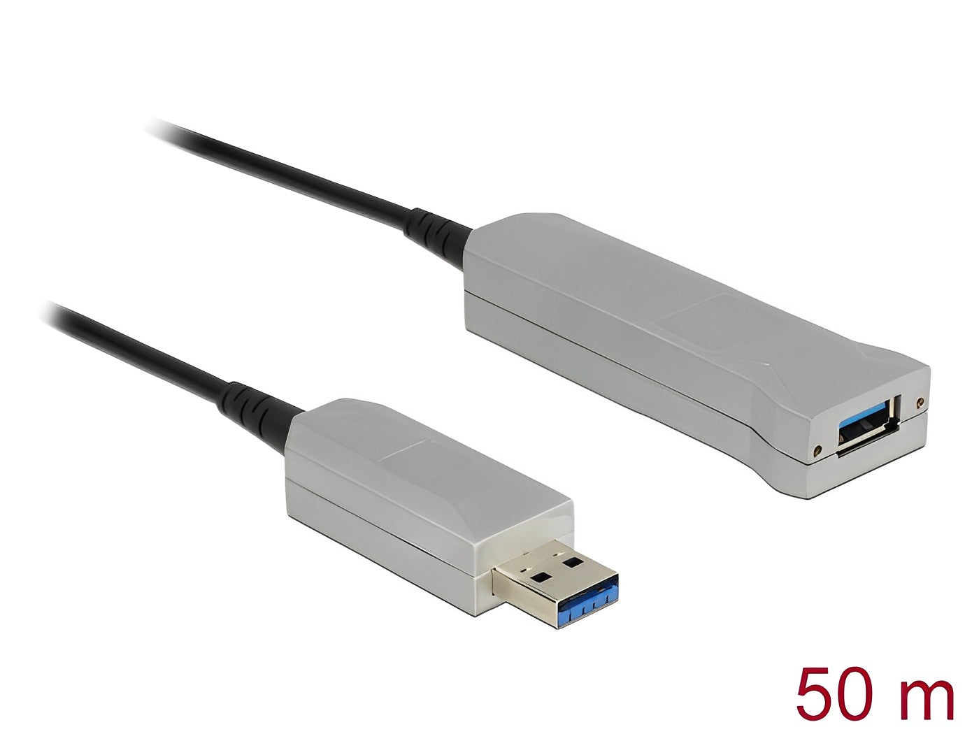 כבל מאריך USB-A 5Gbps אקטיבי על סיב אופטי ז/נ אורך 50 מטר - delock.israel