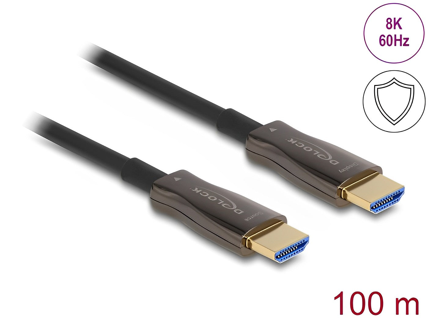 כבל משוריין HDMI 8K HDR Metal Armouring אקטיבי על סיב אופטי ז/ז תומך 60 הרץ - delock.israel