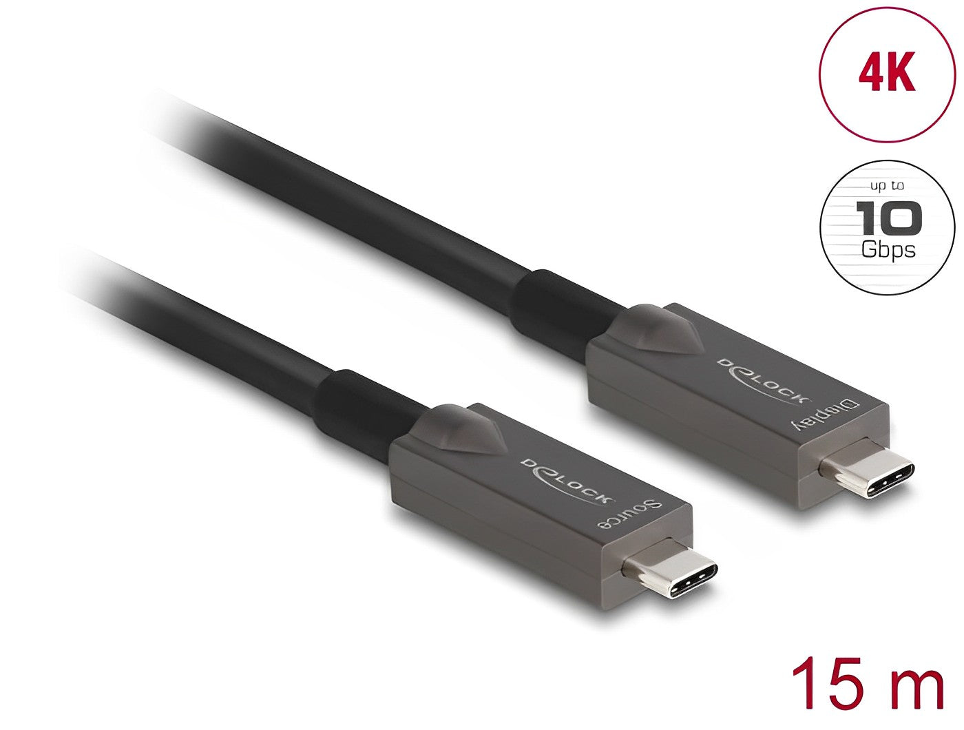 כבל תצוגה ונתונים USB-C 4K HDR אקטיבי על סיב אופטי ז/ז תומך PD 3A - delock.israel