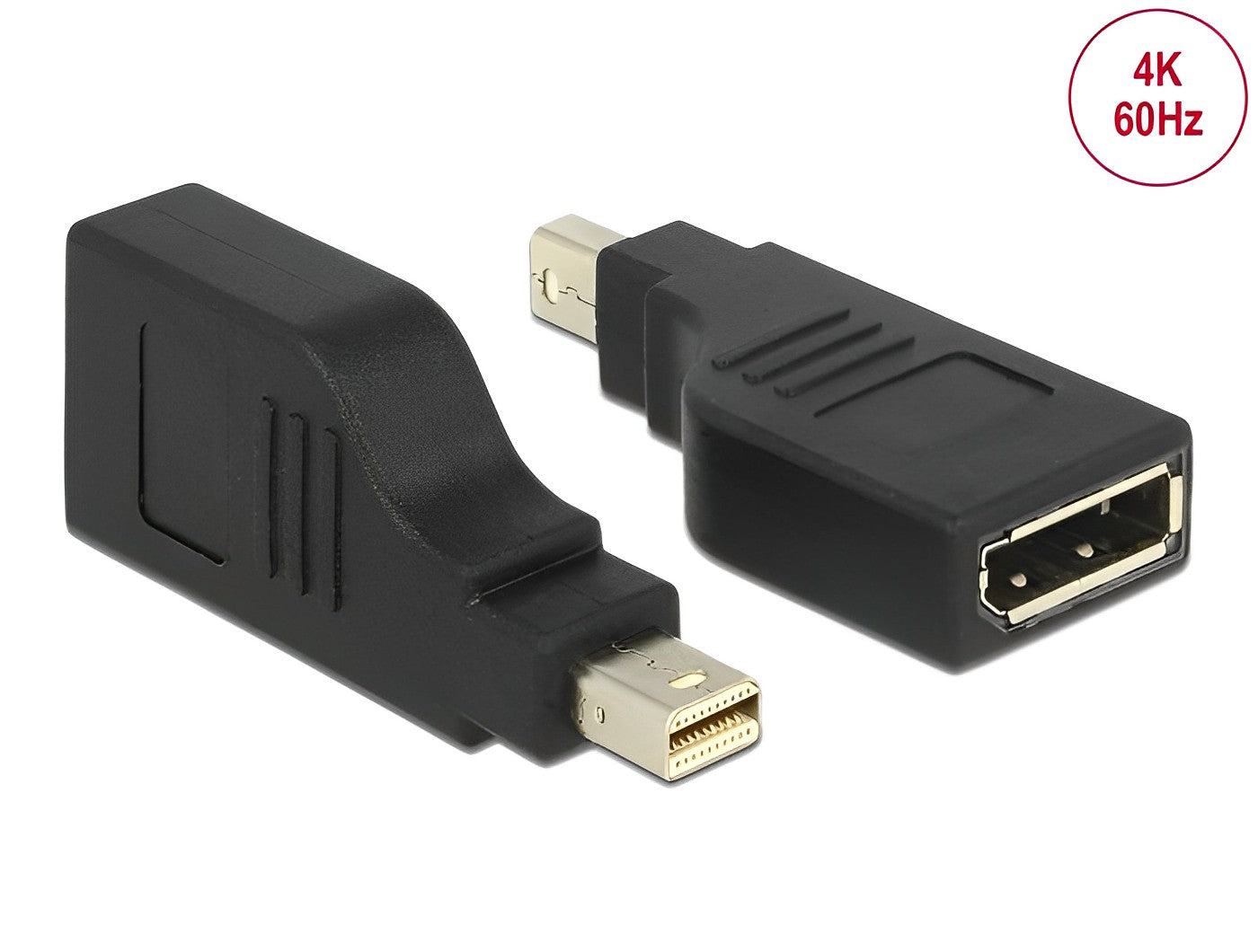 מתאם תצוגה תקע מיני DisplayPort 4K לשקע DisplayPort מכופף 90° - delock.israel