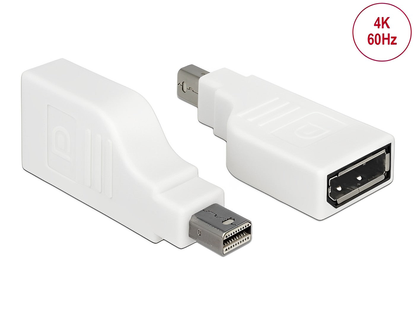 מתאם תצוגה תקע מיני DisplayPort 4K לשקע DisplayPort מכופף 90° - delock.israel