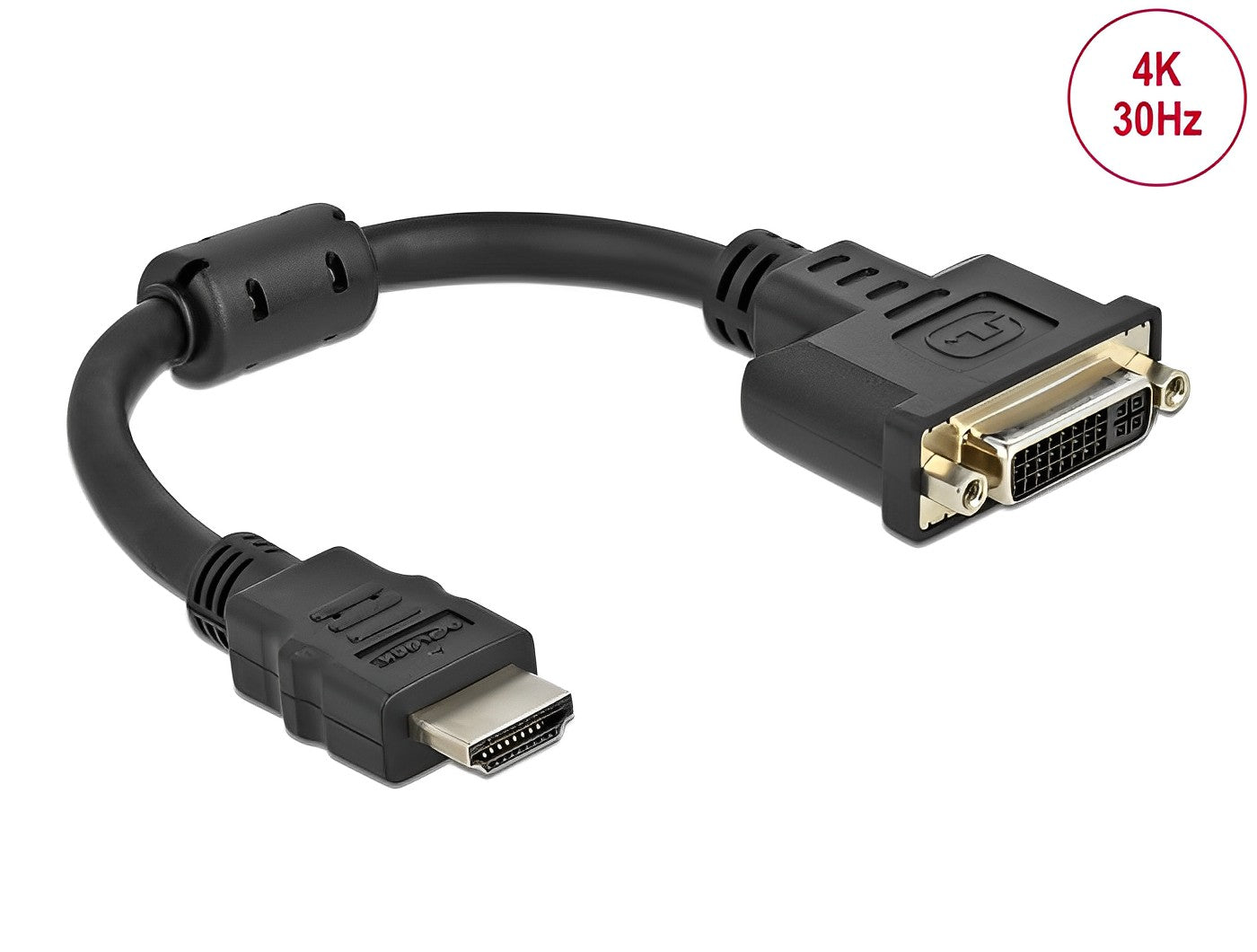 מתאם תצוגה שקע DVI 24+5 לתקע HDMI 4K אורך 20 ס"מ - delock.israel