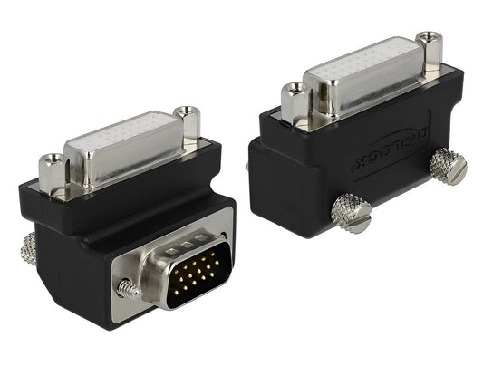 מתאם תצוגה תקע VGA לשקע DVI 24+5 בזווית 90° - delock.israel