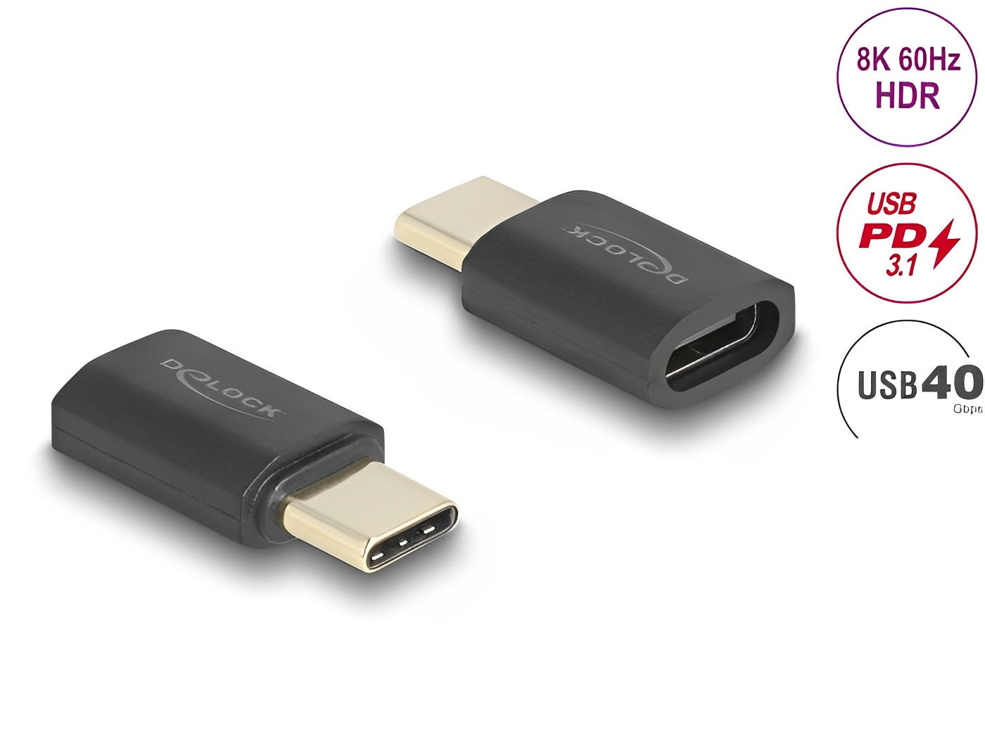 מתאם USB-C 40 Gbps 8K 60 Hz ז/נ תומך PD 3.1 240 W - delock.israel