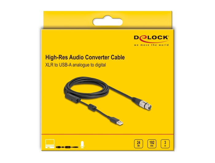 כבל אודיו USB לחיבור מיקרופונן XLR אורך 3 מטר - delock.israel