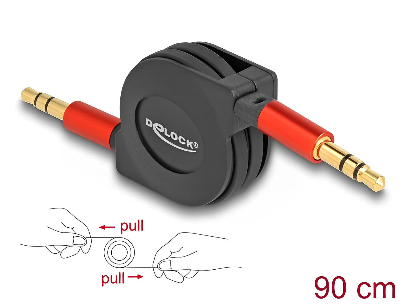 כבל אודיו נמתח PL 3.5 סטריאו 3 מגעים ז/ז אורך 90 ס"מ - delock.israel