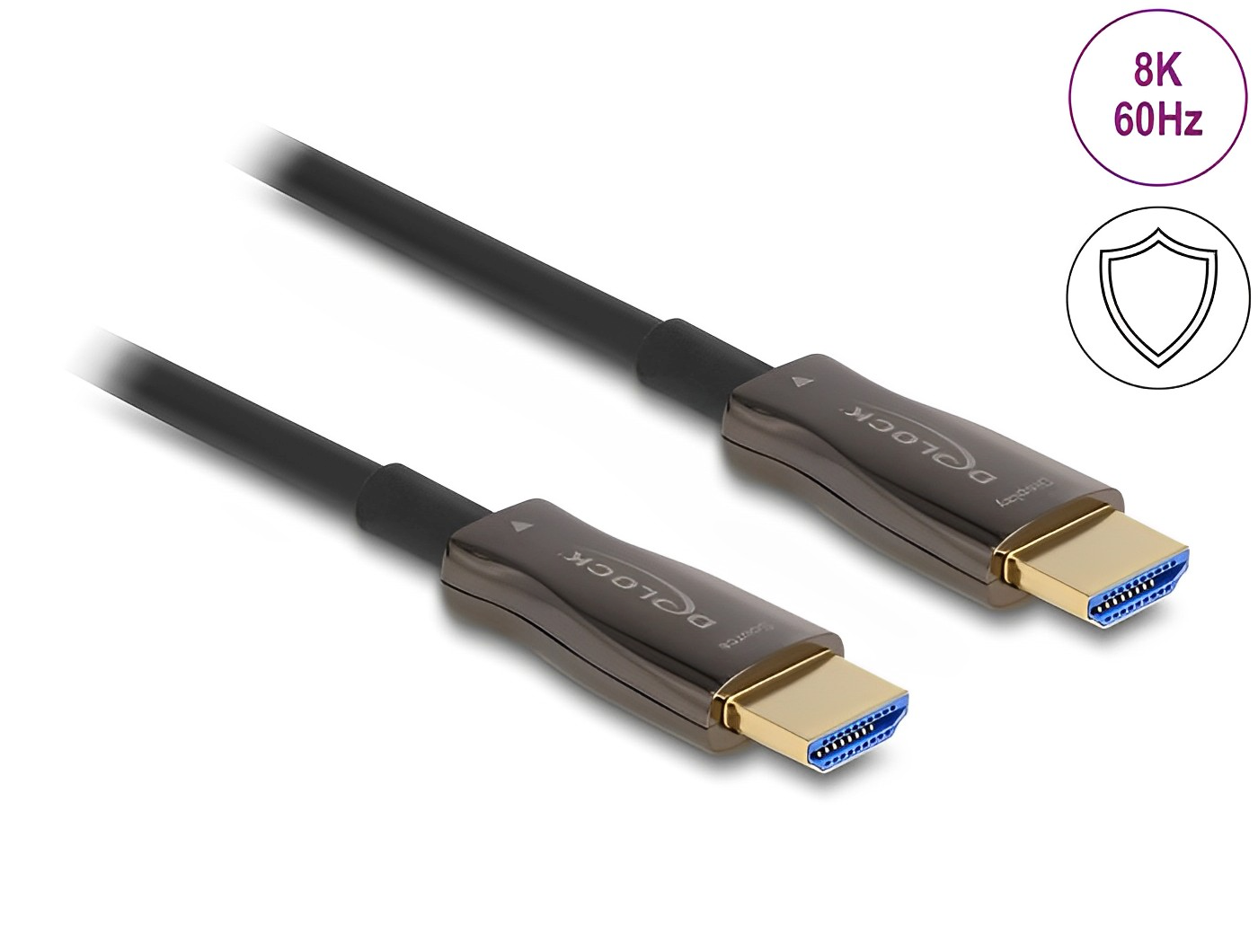 כבל משוריין HDMI 8K HDR Metal Armouring אקטיבי על סיב אופטי ז/ז תומך 60 הרץ - delock.israel