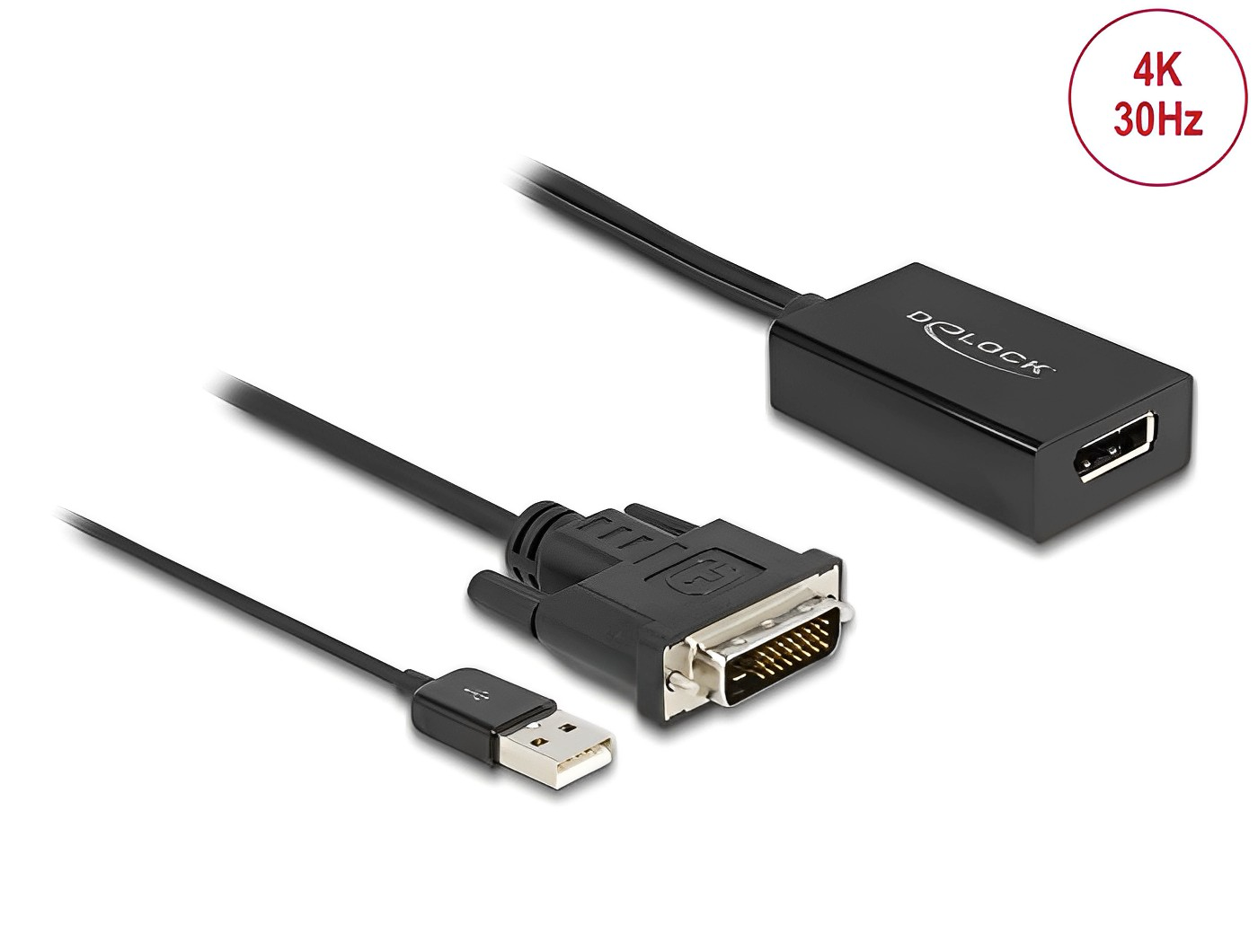 מתאם תצוגה אקטיבי DVI לחיבור מסך DisplayPort 1.2 4K HDR - delock.israel