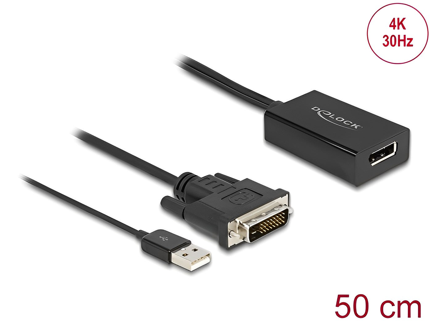 מתאם תצוגה אקטיבי DVI לחיבור מסך DisplayPort 1.2 4K HDR - delock.israel