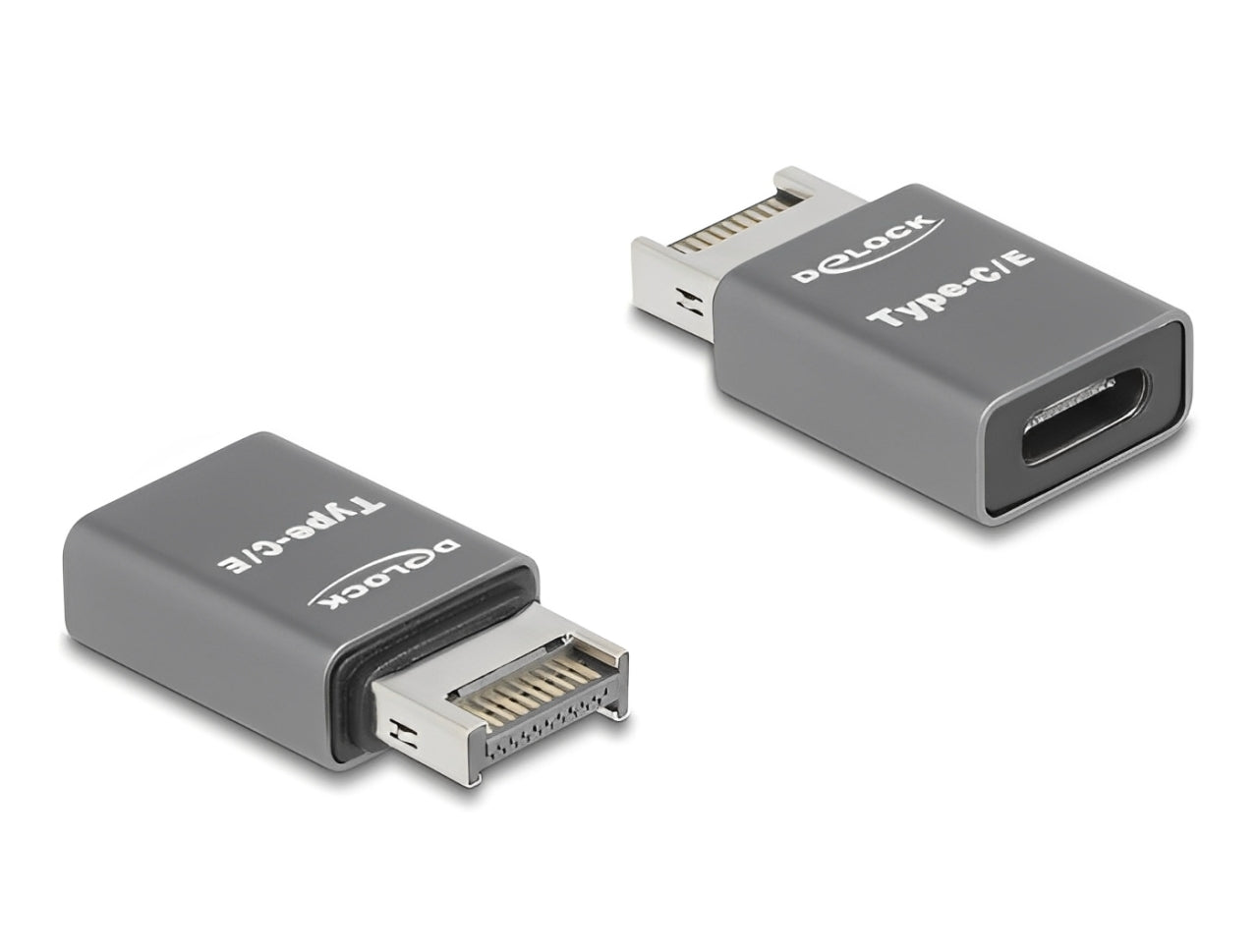 מתאם USB 10Gbps מבית DELOCK גרמניה המאפשר לחבר התקני USB Type-C ישירות ליציאה פנימית בלוח האם מסוג USB 3.2 Gen 2 Type-E Key A (20 פינים)