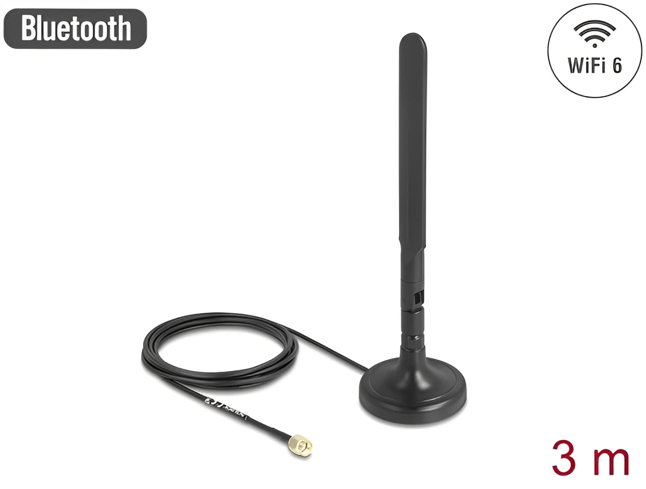 אנטנה איכותית WiFi 6 מבית Delock גרמניה מיועדת לשימוש פנימי ומאפשרת שידור וקליטה של אות Wi-Fi 5.8GHz בעוצמה גבוהה