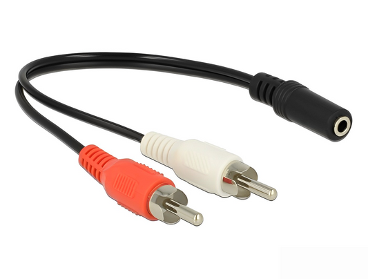 כבל אודיו RCA x 2 זכר לשקע PL 3.5 סטריאו 3 מגעים - delock.israel