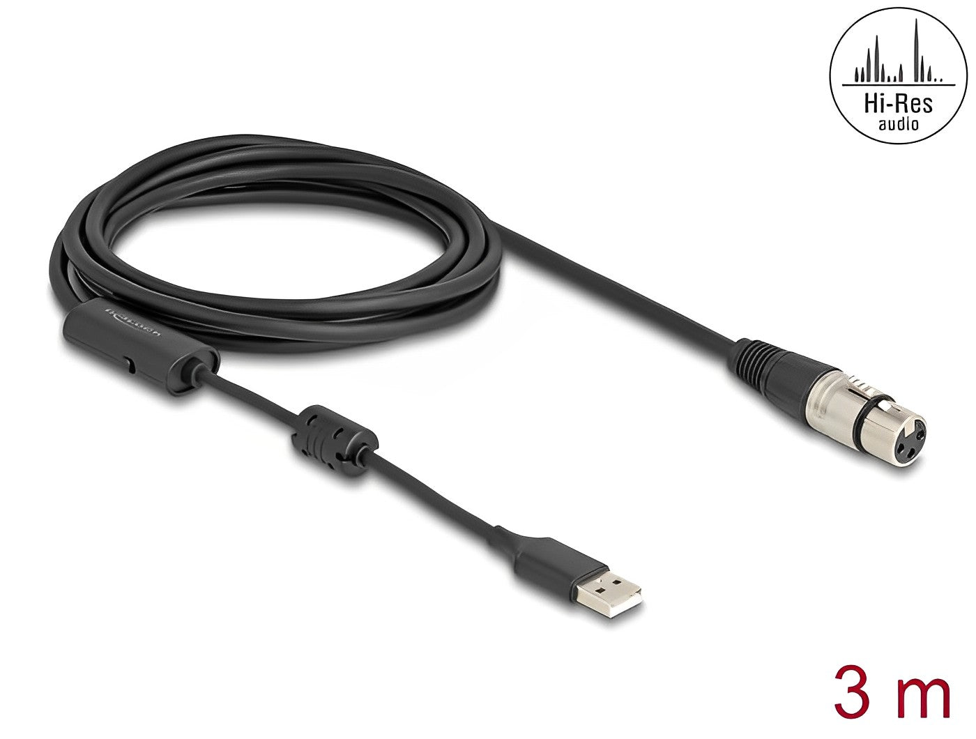 כבל אודיו USB לחיבור מיקרופונן XLR אורך 3 מטר - delock.israel