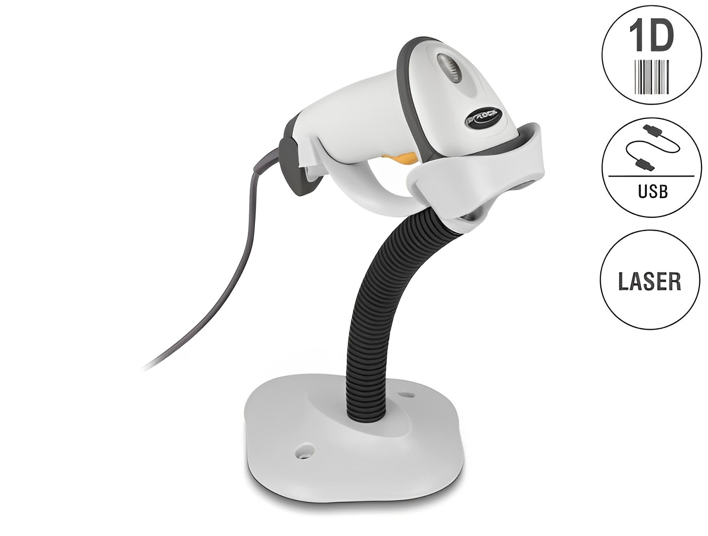 קורא ברקוד 1D בחיבור USB כולל סטנד - delock.israel