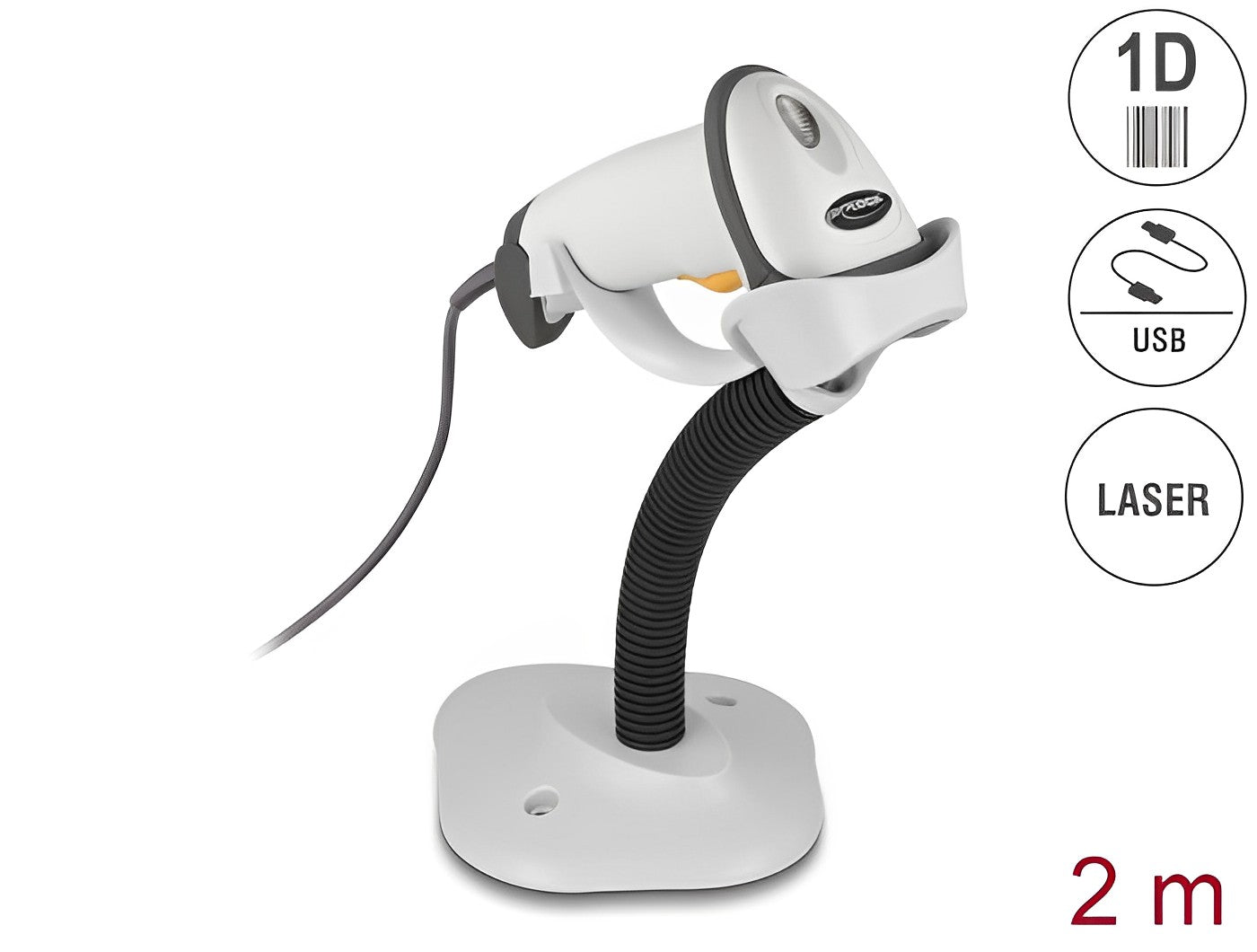 קורא ברקוד 1D בחיבור USB כולל סטנד - delock.israel
