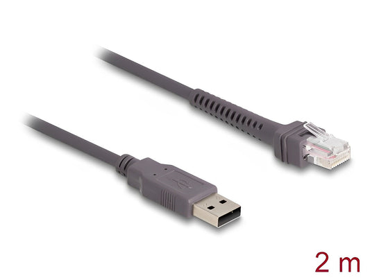 כבל קורא ברקוד תקע USB-A 2.0 לתקע RJ50 אורך 2 מטר - delock.israel