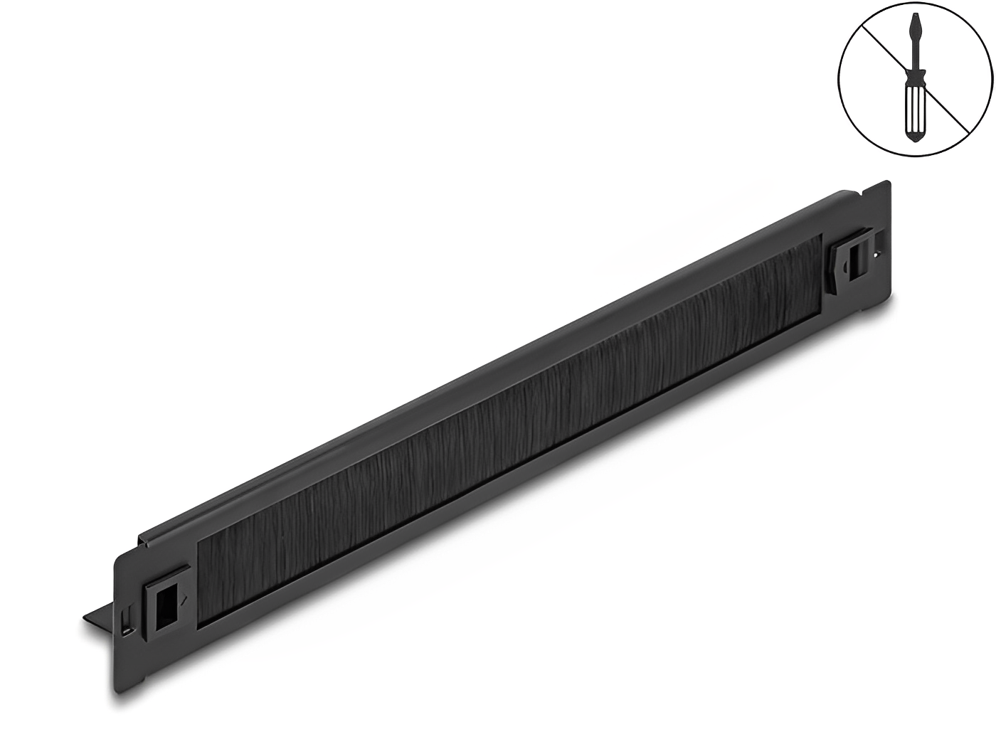 פאנל שערות עם משטח 1U / 19'' Tool free לארון תקשורת - delock.israel