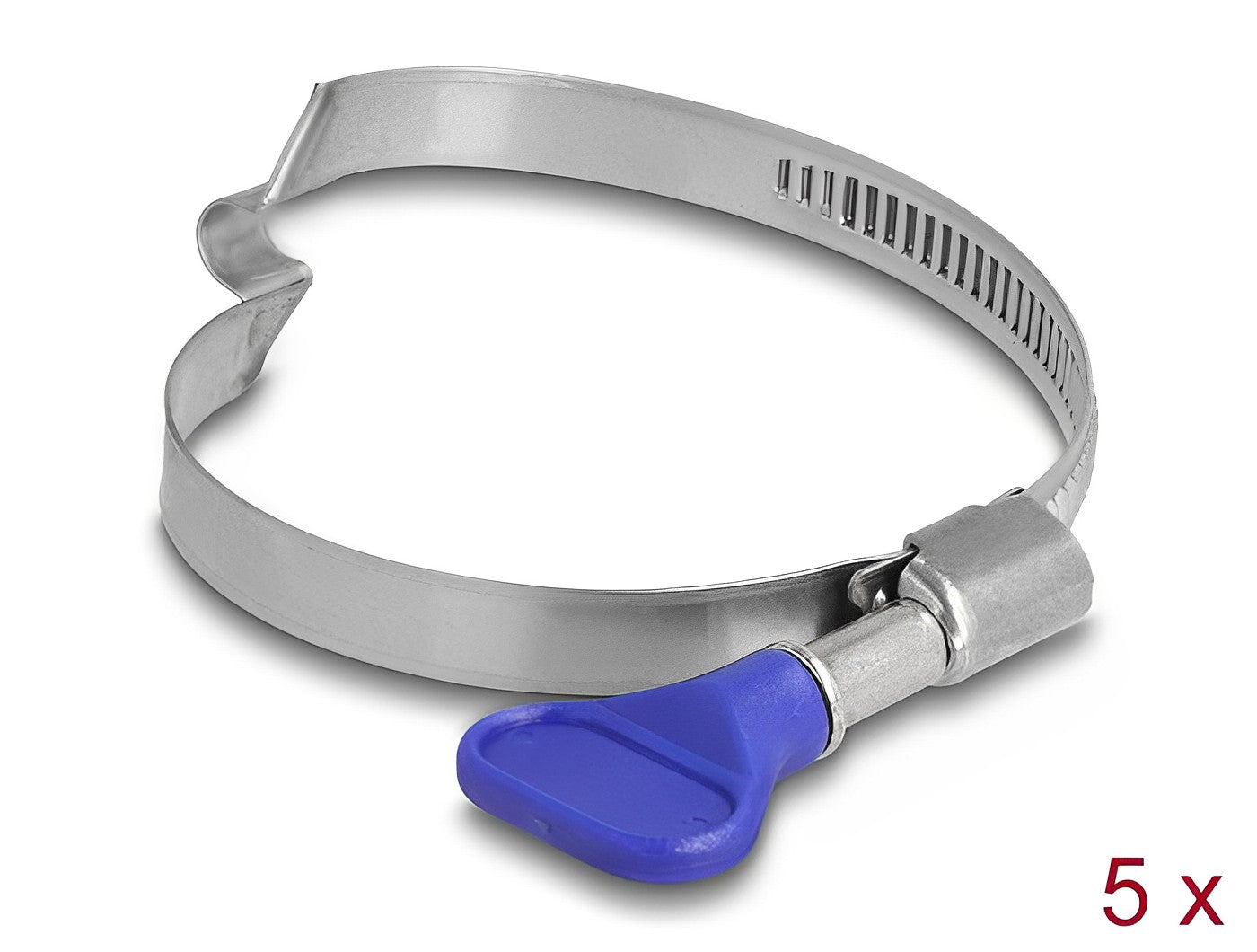Delock Butterfly Hose Clamp stainless 400 steel with bridge right-handed 50 - 65 mm 5 pieces - delock.israel