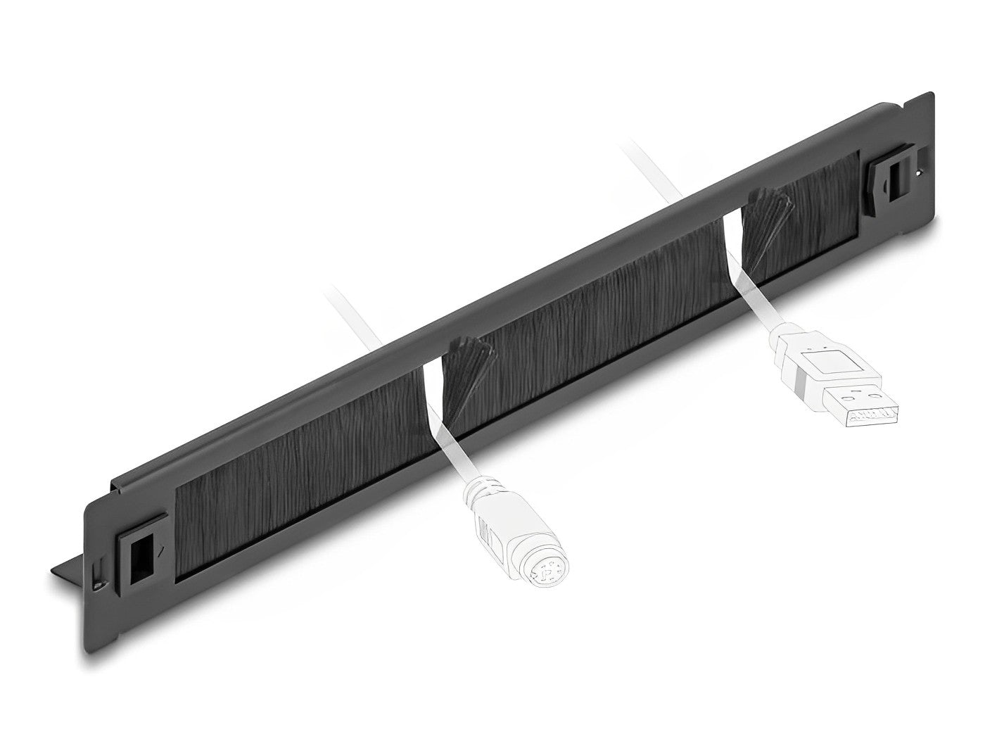 פאנל שערות עם משטח 1U / 19'' Tool free לארון תקשורת - delock.israel