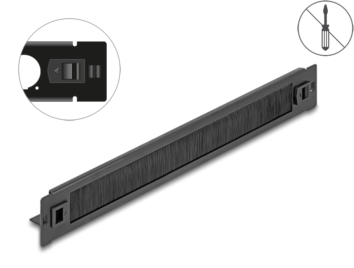 פאנל שערות עם משטח 1U / 19'' Tool free לארון תקשורת - delock.israel