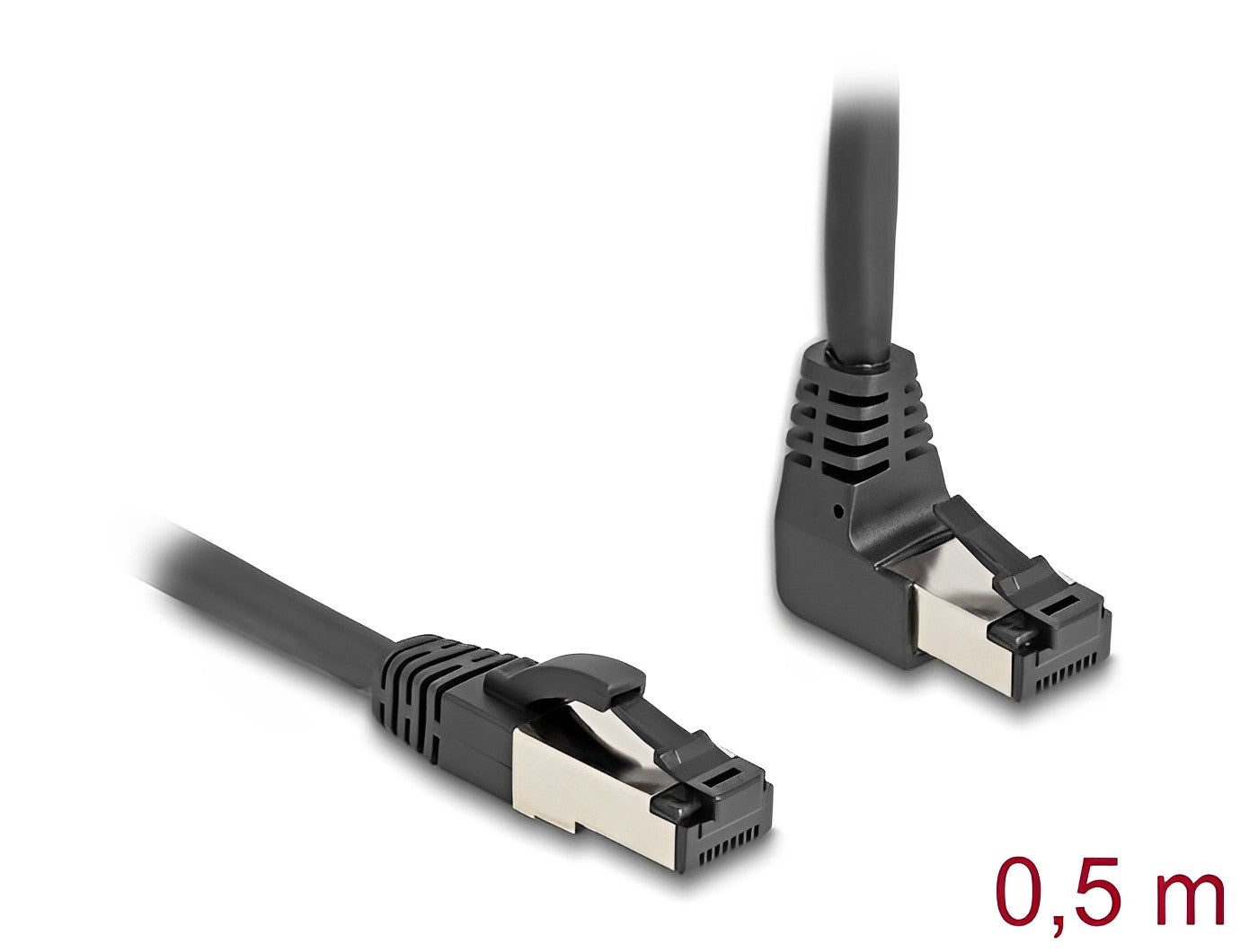 כבל רשת מסוכך RJ45 Cat.8.1 S/FTP 40Gbps ז/ז צד אחד בזווית UP 90° - delock.israel