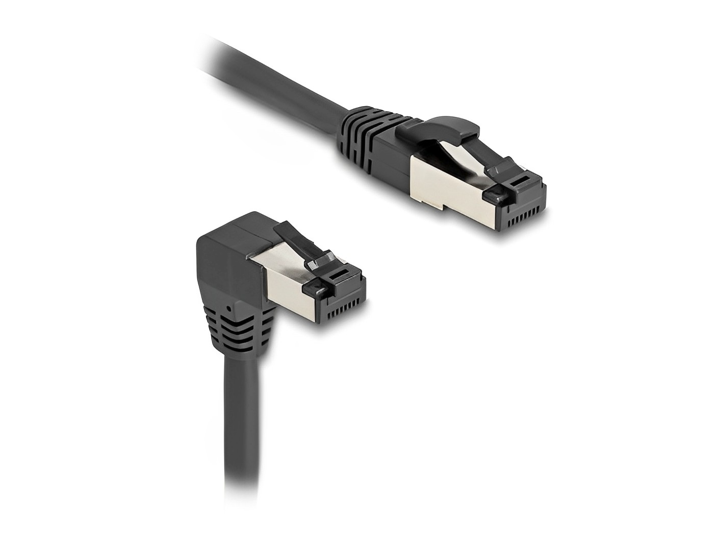 כבל רשת מסוכך RJ45 Cat.8.1 S/FTP 40Gbps ז/ז צד אחד בזווית DAWN 90° - delock.israel