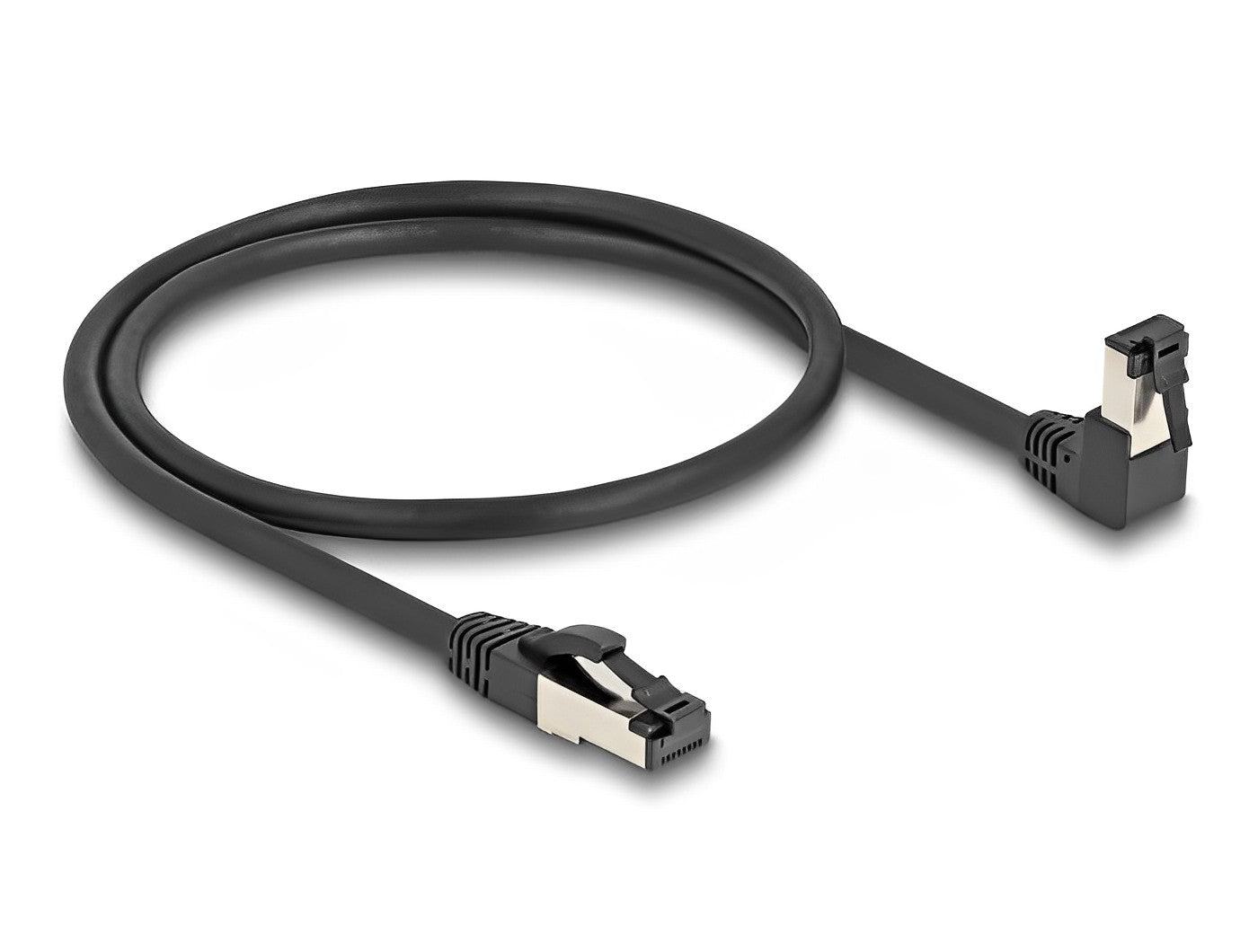 כבל רשת מסוכך RJ45 Cat.8.1 S/FTP 40Gbps ז/ז צד אחד בזווית DAWN 90° - delock.israel