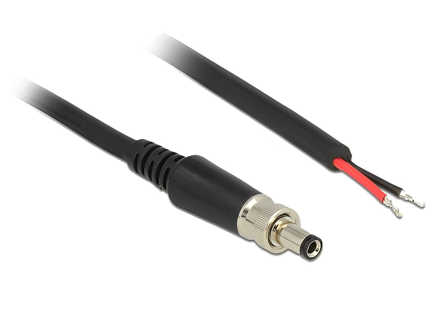 כבל חשמל תקע DC 5.5x2.5 ניתן להברגה ל- 2 גידים פתוחים אורך 95 ס"מ - delock.israel