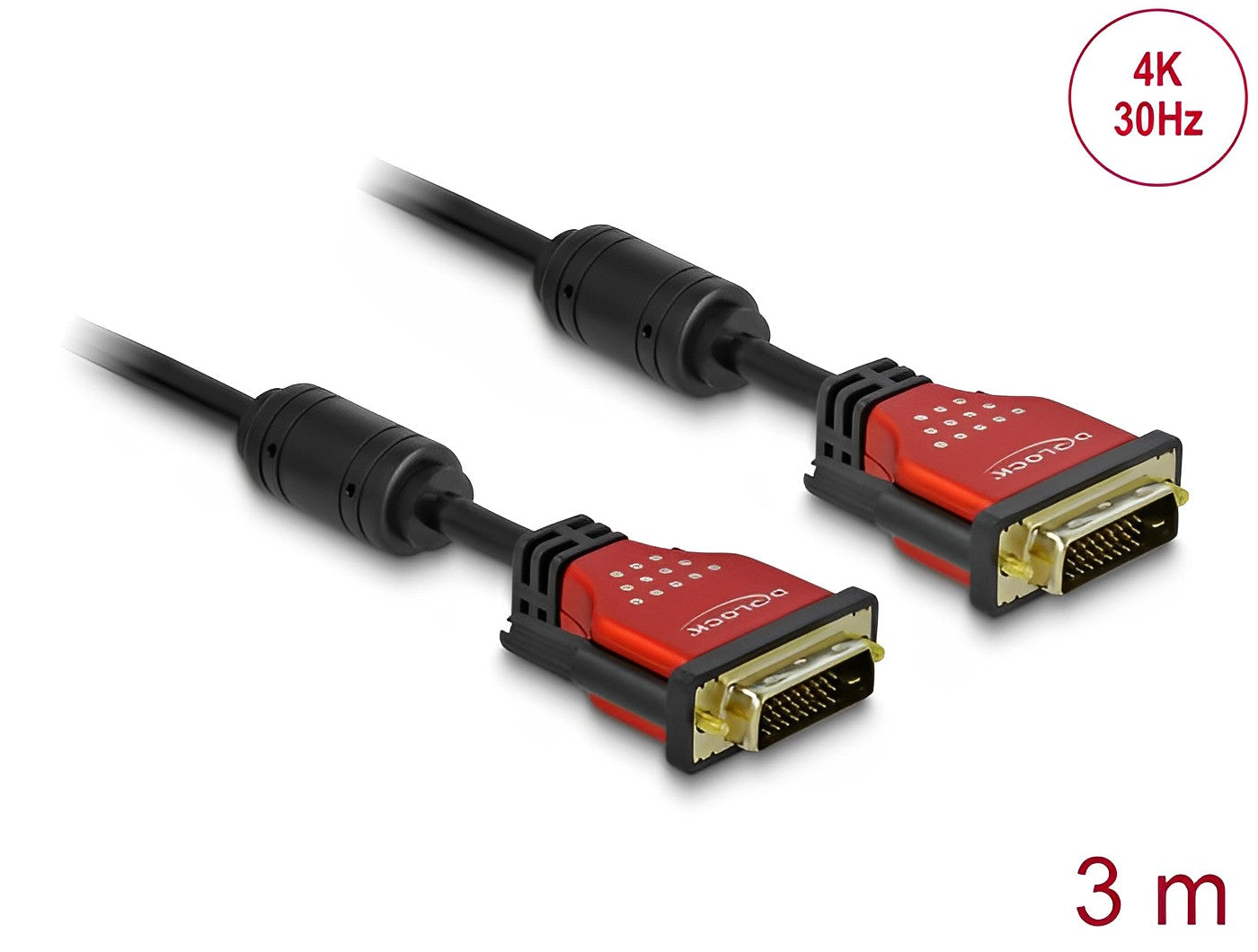 כבל תצוגה DVI 24+1 Red metal ז/ז - delock.israel