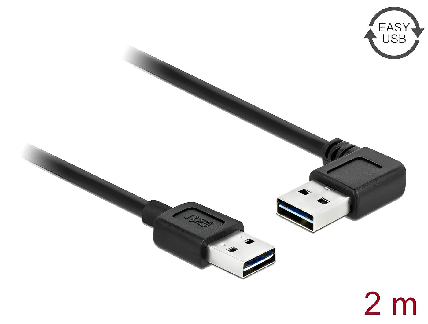 כבל EASY-USB 2.0 Type-A ז/ז עם מחברים דו כיווניים צד אחד בזווית 90° - delock.israel