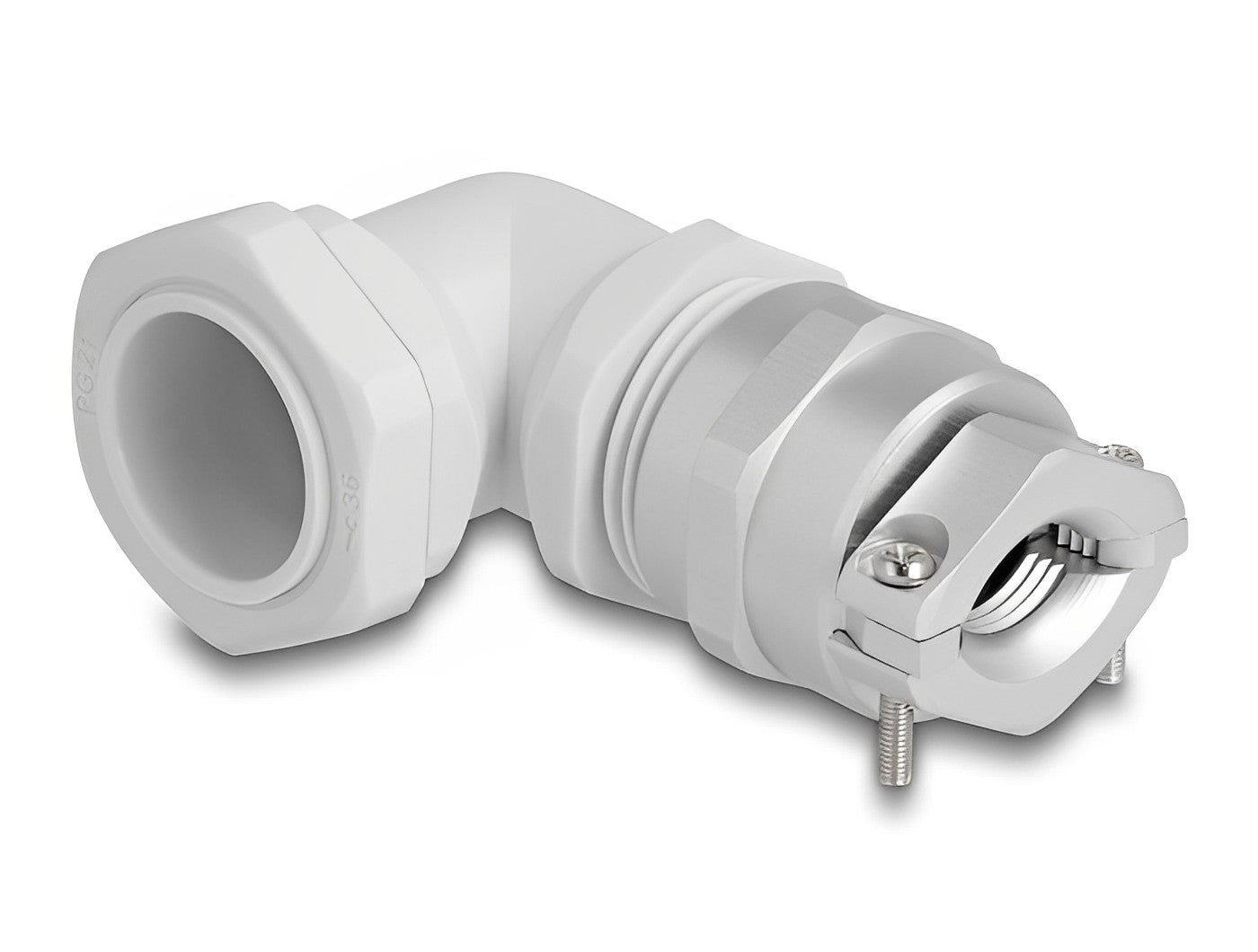Delock Cable Gland with strain relief and bending protection 90° angled PG21 grey - delock.israel
