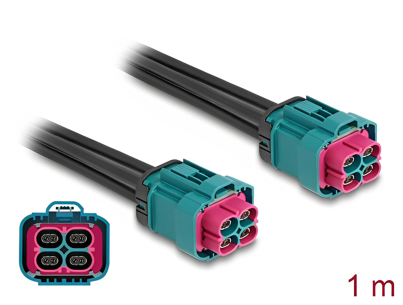 Delock Cable HDMTD Z quad jack to HDMTD Z quad jack 1 m IP67 Protection Class - delock.israel