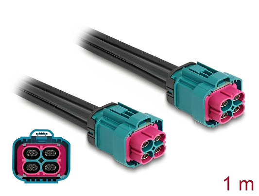 Delock Cable HDMTD Z quad jack to HDMTD Z quad jack 1 m IP67 Protection Class - delock.israel