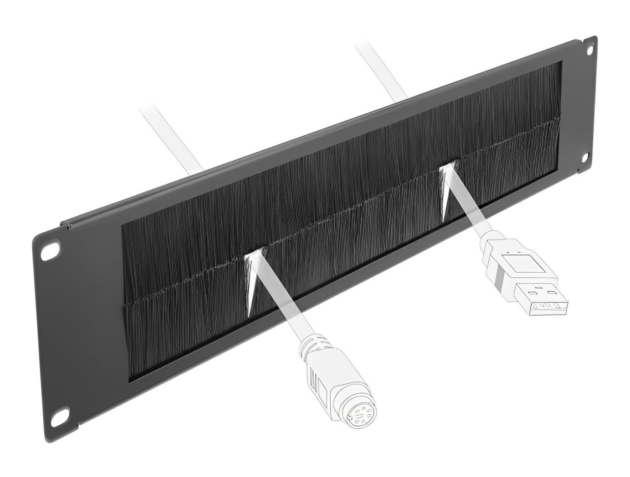 Delock 19″ Cable Management Brush Strip 2U black - delock.israel