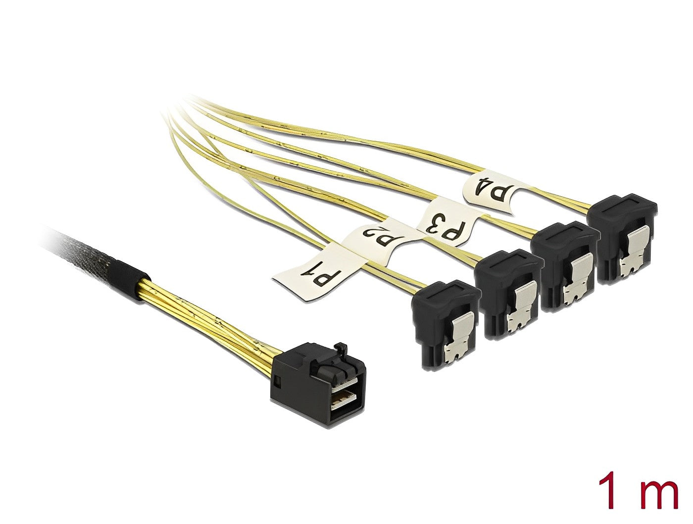 כבל Mini SAS HD SFF-8643 ל- SATA 7 pin x 4 בזווית 90° - delock.israel