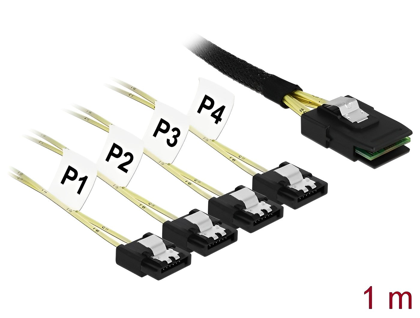 כבל Mini SAS SFF-8087 ל-SATA 7 pin x 4 - delock.israel