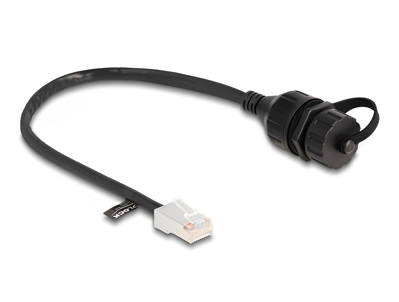 כבל רשת מסוכך RJ45 Cat.5e FTP ז/ז להתקנה בקדח עגול עם מכסה אטום נגד מים IP68 - delock.israel