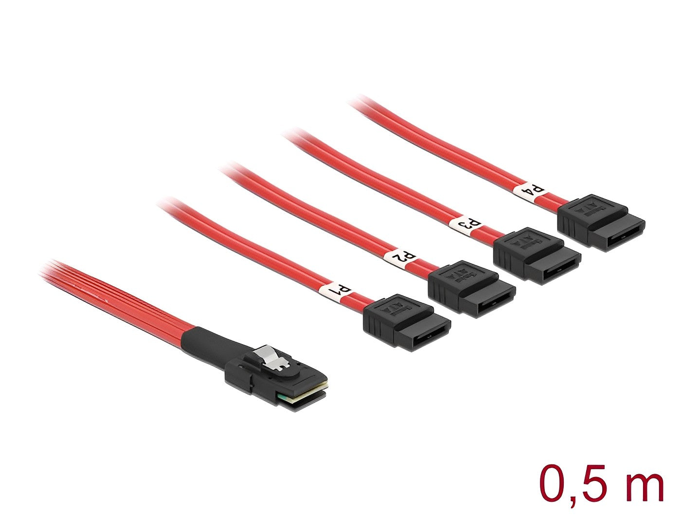 כבל Mini SAS SFF-8087 ל-SATA 7 pin x 4 - delock.israel